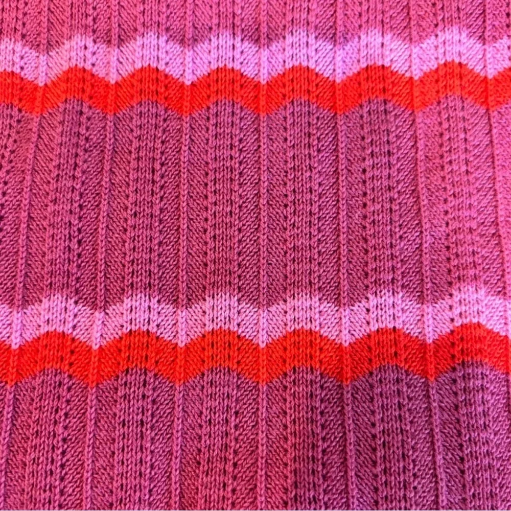 LOFT Outlet Ribbed Knit Tank Top Purple Pink Red Coral Striped Chevron Size S